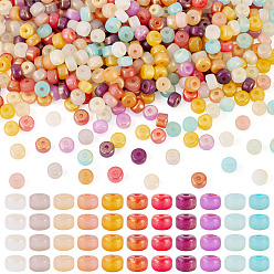 (52) Непрозрачная лаванда 500шт. непрозрачные стеклянные бусины, окрашенные методом запекания, плоско-круглые, с золотой порошок, разноцветные, 6~6.5x4 мм, отверстие : 1.2~1.5 мм