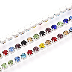 (52) Непрозрачная лаванда Железо горный хрусталь чашка цепи, с катушкой, серебряные, разноцветные, 2~2.5x2x2 мм, Около 10 ярдов / рулон