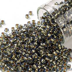 (757) 24K Gold Lined Sky Blue TOHO Round Seed Beads, Japanese Seed Beads, (757) 24K Gold Lined Sky Blue, 8/0, 3mm, Hole: 1mm, about 10000pcs/pound