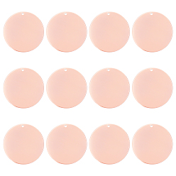 Красная Медь Латунные подвески, штамповка пустой метки, плоско-круглые, Красная медь, 30x0.8 мм, отверстие : 1 мм, 24 шт / коробка