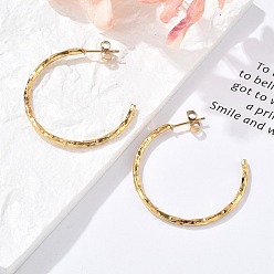 Настоящее золото 18K 304 серьги-гвоздики из нержавеющей стали c-образной формы, ионное покрытие (ip), реальный 18 k позолоченный, 35x2 мм