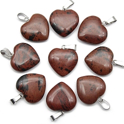 Красный Обсидиан Кулон из натурального обсидиана из красного дерева, сердцевидная, 20 мм