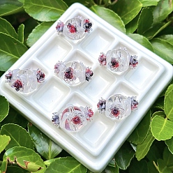 Коричневый Непрозрачные акриловые бусины, бусины ручной работы, круглая с цветком, коричневые, 18 мм, отверстие : 3 мм