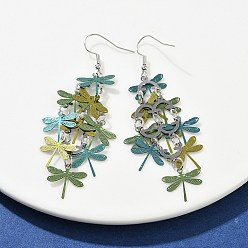 Темный Морско-зеленый 430 серьги-подвески в виде стрекоз из нержавеющей стали, с железными крюками серьги, платина, темно-зеленый, 75 мм