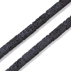 Lava Rock Frosted Natural Lava Rock Beads Strands, Rectangle, 9x3x3mm, Hole: 1mm, about 46pcs/strand, 15.75''(40cm)