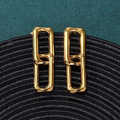 Настоящее золото 18K 304 полые прямоугольные серьги-гвоздики из нержавеющей стали, ионное покрытие (ip), реальный 18 k позолоченный, 36.5x11 мм