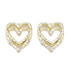 Light Gold Подвески из сплава со стразами, без кадмия, без никеля и без свинца, шарма сердца, золотой свет, 27.5x23.5x3 мм, отверстие : 1.2 мм