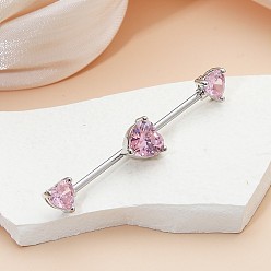 Сердце Латунные кольца для сосков, с розовым ринезонтом, платина, сердце, 32 мм