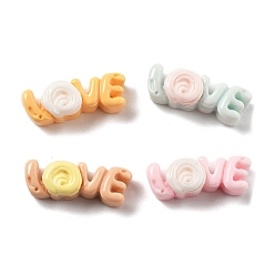 Слово Симпатичные мини-кабошоны из мультсериала из смолы, разноцветные, Слово любовь, 6x16.5x5 мм