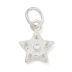 Серебро 925 серебряные шармы, звезды прелести, серебряные, 11x8.5x1.5 мм, отверстие : 3.5 мм