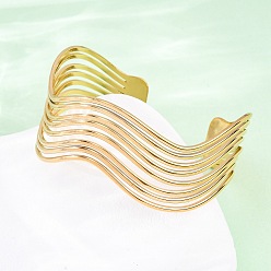 Золотой 304 женские браслеты-манжеты из нержавеющей стали, золотые, 1-1/8 дюйм (2.8 см), внутренний диаметр: 2 дюйм (5.1 см)