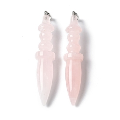 Розовый Кварц Природного розового кварца подвески, с латунной найти, конус, 68.5~70.5x13.5~14.2 мм, отверстие : 6.5x4.5 мм