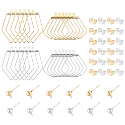 Золотой & Цвет Нержавеющей Стали Наборы для самостоятельного изготовления сережек-гвоздиков, в том числе 304 стержень для серег в форме шарика из нержавеющей стали, фурнитура для винного бокала и ушные гайки, золотые и нержавеющая сталь цвет, фурнитура для сережек: 12шт/набор