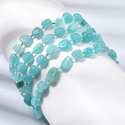Amazonite Bracelets naturels de perles d'amazonite, bracelets élastiques, Grade a, diamètre intérieur: 2.17 pouce (5.5 cm), perle: 4.5~13x4~8.5x3~6 mm