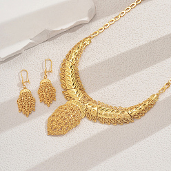 Золотой Комплект из ожерелья и серег из сплава с геометрическим узором для женского банкета или свадьбы, золотые