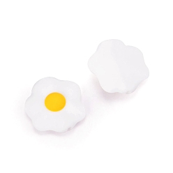 Egg Мультяшные силиконовые фокусные бусины, белые, яйцо, 25 мм