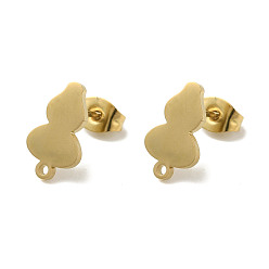 Golden Ion Plating(IP) 304 Stainless Steel Stud Earring Findings, Gourd, Golden, 13x7.5mm, Hole: 1.2mm, Pin: 11x0.7mm