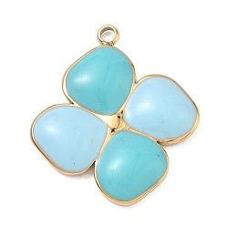 Синий 304 нержавеющей стальной эмали подвески, , золотые, синие, 20.5x18x2.5 мм, отверстие : 1.5 мм