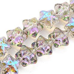 Средняя Орхидея Нити прозрачных стеклянных бусин с гальваническим покрытием в форме полурадуги, морская звезда, средне орхидеи, 16.5x16.5x11.5 мм, отверстие : 1.4 мм, около 40 шт / нитка, 24.41'' (62 см)