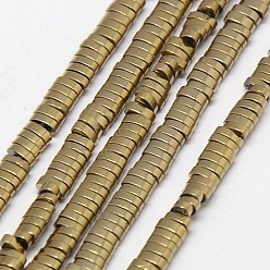 Golden Plated Electroplate Non-magnetic Synthetic Hematite Beads Strands, Oval, Grade A, Golden Plated, 3x2x1mm, Hole: 1mm, about 400pcs/strand, 16 inch