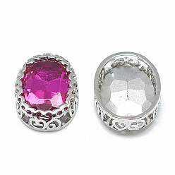 Фуксиновый Шить на горный хрусталь, многожильных ссылки, стекло горный хрусталь, с латунной фурнитурой платинового цвета, аксессуары для одежды, овальные, красно-фиолетовые, 21x16x7 мм