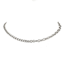 Нержавеющая Сталь Цвет 304 ожерелья из цепей-кабелей из нержавеющей стали, не тускнеет, цвет нержавеющей стали, 14.41 дюйм (36.6 см)