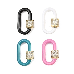 (52) Непрозрачная лаванда Овальные винтовые карабины с микропаве из прозрачного кубического циркония из латуни, с эмалью, долгоиграющий, стойки покрытие, без свинца и без кадмия, разноцветные, 19.5x11x2.5 мм