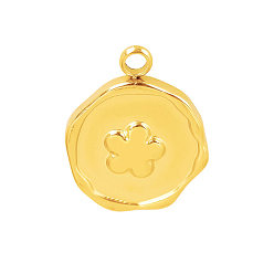 Цветок 304 подвески из нержавеющей стали, плоский круглый шарм, золотые, цветок, 16x13 мм