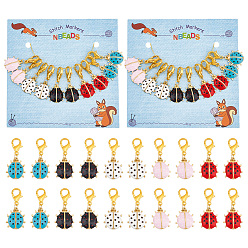 (52) Непрозрачная лаванда Маркеры петель божьей коровки, подвески из сплава эмали крючком с застежкой-лобстером, маркер с замком и кольцом с подвеской в виде винного бокала, разноцветные, 3.2 см, 5 цветов, 2 шт / цвет, 10 шт / комплект