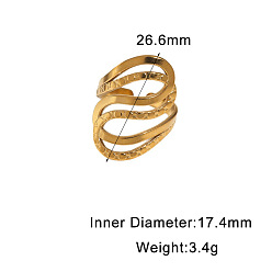 Real 18K Gold Plated 304 Stainless Steel Open Cuff Rings, Nuggets, Real 18K Gold Plated, Inner Diameter: 17.4mm