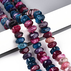 (52) Непрозрачная лаванда Природный агат бисер нитей, окрашенные, граненые, рондель, разноцветные, 11~18x11~18x8~10 мм, отверстие : 1.2 мм, около 40~41 шт / нитка, 14.57~14.96 дюйм (37~38 см)