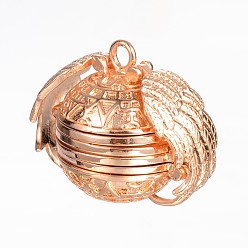 Золотой Латунные подвески коробки молитве, круглые с крылом, без кадмия, без никеля и без свинца, золотые, 25.5x30x20.5 мм, отверстие : 2.5 мм