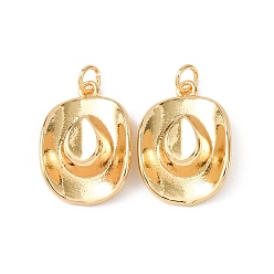 Настоящее золото 18K Латунные подвески, подвески в виде ковбойской шляпы, долговечный, без кадмия и без свинца, с целью перехода в кольце, реальный 18 k позолоченный, 23x16x6.5 мм, отверстие : 3 мм