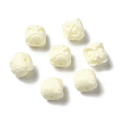 Бежевый Синтетические каменные бусины, танцующая голова льва, бежевые, 13.5x13x13.5 мм, отверстие : 1.8 мм