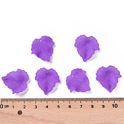 Purple Autumn Theme Transparent Frosted Acrylic Pendants, Maple Leaf, Purple, 24x22.5x3mm, Hole: 1mm, about 1312pcs/500g