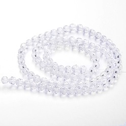 Clear Transparent Glass Bead Strands, Imitate Austrian Crystal, Faceted(32 Facets), Round, Clear, 6mm, Hole: 1mm, about 96~98pcs/strand, 20~21 inch