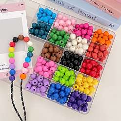 (52) Непрозрачная лаванда Непрозрачный акрил европейского бисера, бусины с большим отверстием, круглые, разноцветные, 15.8x15.4 мм, отверстие : 5 мм, Около 217 шт / 500 г