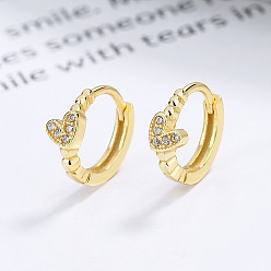 Золотой Серьги-кольца из стерлингового серебра с микропаве из прозрачных кубических цирконий, золотые, 925 мм