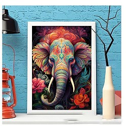 Elephant DIY Diamond Painting Stickers Kits For Kids, including Resin Rhinestone, Diamond Sticky Pen, Tray Plate, Glue Clay, Elephant, 400x300x0.2mm, Resin Rhinestone: 2.5x1mm, 20 color, 1bag/color, 20bags