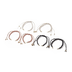 (52) Непрозрачная лаванда 2шт 2 плетеные браслеты из полиэфирного шнура, для изготовления браслета с регулируемым звеном, с латунной бисера, разноцветные, 5-1/4~10-5/8x1/4 дюйм (13.2~27x0.5 см), отверстие : 3.5 мм, 1 шт / стиль