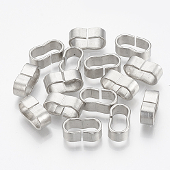 Stainless Steel Color Tarnish Resistant 304 Stainless Steel Slide Charm, Rectangle Oval, Stainless Steel Color, 10.5x4.5x5mm, Hole: 4x8mm