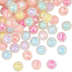 (52) Непрозрачная лаванда 100 шт прозрачные акриловые бусины, бусина в бусине, AB цвет, граненые, круглые, разноцветные, 16 мм, отверстие : 3 мм