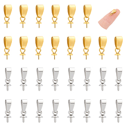 (52) Непрозрачная лаванда 40 шт. 2 стиль нержавеющая сталь чашки штифты дужки подвески, за половину пробурено бисера, золотые и нержавеющая сталь цвет, 12x4 мм, штифты : 1 мм, отверстие : 5.5~6.5x2.5~3 мм, 20 шт / стиль