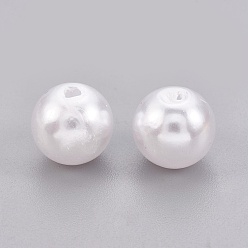 White ABS Plastic Imitation Pearl Beads, Round, White, 6mm, Hole: 2mm, about 4500pcs/500g