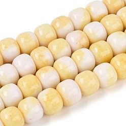 Светло-хаки Нити из окрашенных стеклянных бусин с эффектом омбре, имитация нефрита, баррель, светлый хаки, 10~10.5x8~8.5 мм, отверстие : 1~1.4 мм, около 87~93 шт / нитка, 29.33~31.30 дюйм (74.5~79.5 см)