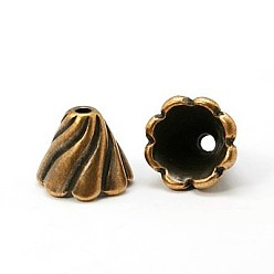 Красная Медь  Крышки для бусин тибетского стиля, Красная медь, без кадмия, без никеля и без свинца, 13x12 мм, отверстие : 2 мм, внутренний диаметр: 10 мм