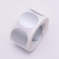 Серебро Наклейка с защитным покрытием, поделки соскоб наградной карты, плоско-круглые, серебряные, 25 мм, 300 шт / рулон