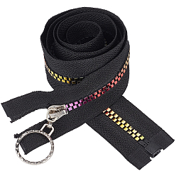 Black 4Pcs #5 Nylon Coil Zippers Rainbow Zipper Tape, Resin Coil Colorful Teeth, Black, 800x32mm