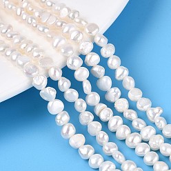 Кремово-белый Нити из натурального культивированного пресноводного жемчуга, самородки, кремово-белые, 4~5x4~6x2.5~4.5 мм, отверстие : 0.4~0.5 мм, около 75~78 шт / нитка, 13.98~14.17'' (35.5~36 см)