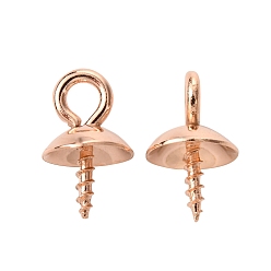 Розовое Золото 304 скоба из нержавеющей стали, за половину пробурено бисера, розовое золото , 10x6 мм, отверстие : 2 мм, штифты : 1 мм